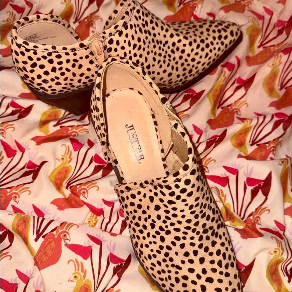 JustFab Leopard Print Ankle Booties